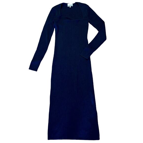 Ganni Sweater Dress Midi Ribbed Knit - Picture 4 of 7